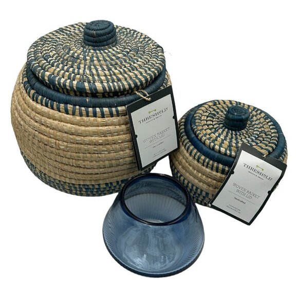 Threshold Large Woven Canister with Lid - Blue - Raffia - Picture 8 of 8